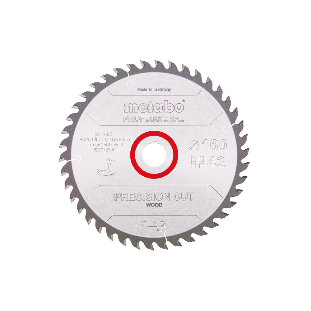 Lame de scie « precision cut wood - professional », 160x20, Z42 WZ 15° - METABO - 628072000