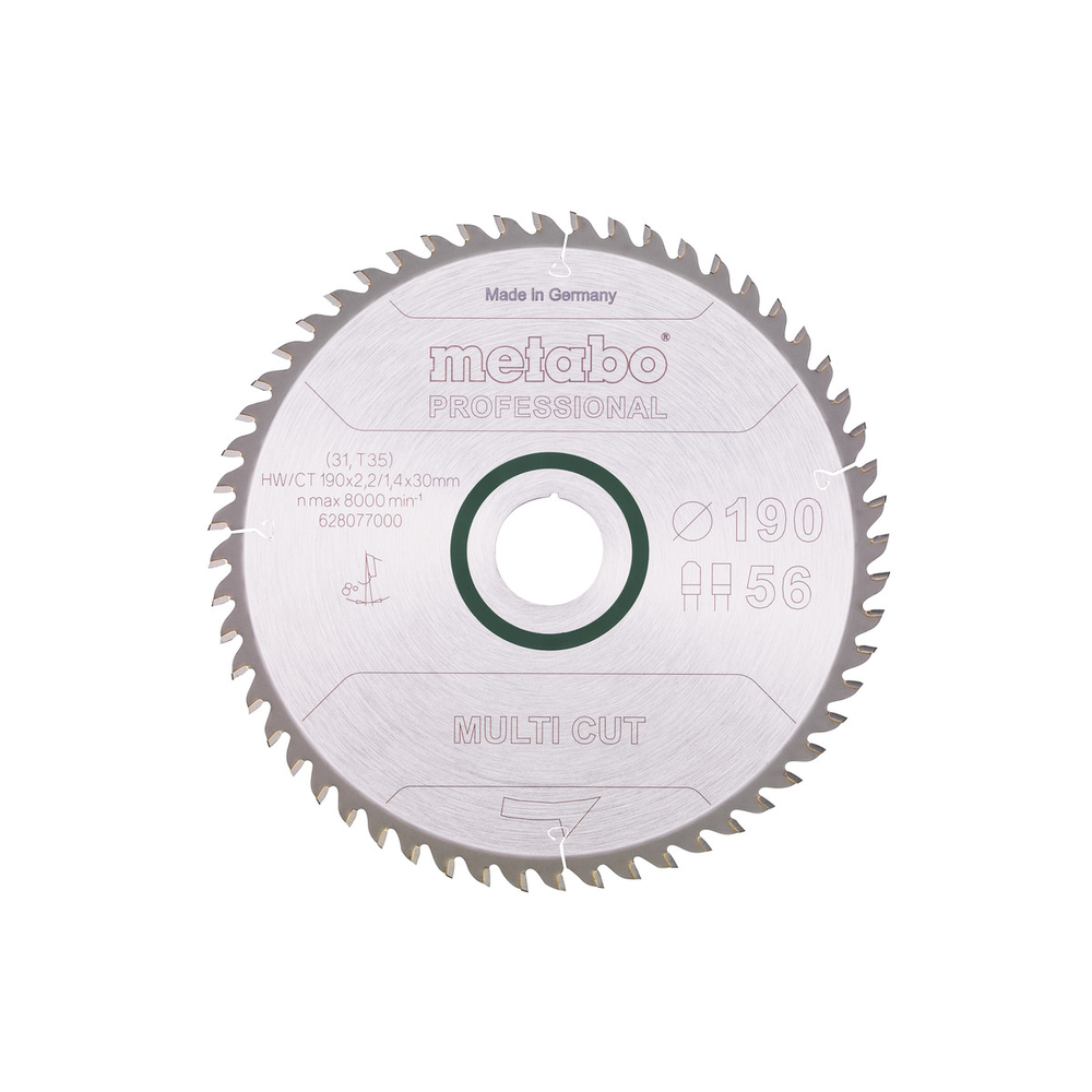 Lame de scie « multi cut - professional » 190x30, Z56 FZ/TZ 8° - METABO - 628077000