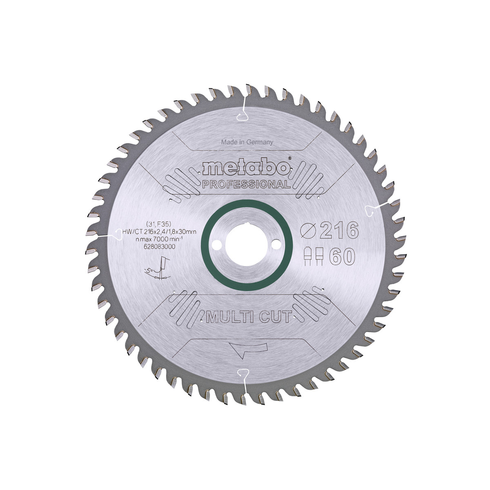 Lame de scie « multi cut - professional », 216x30, Z60 FZ/TZ, 5° nég. - METABO - 628083000