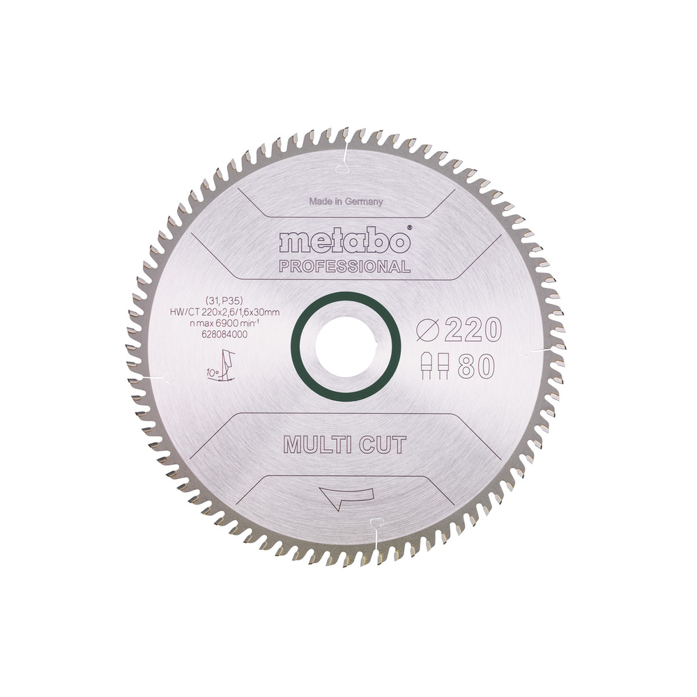 Lame de scie « multi cut - professional », 220x30, Z80 FZ/TZ, 10° - METABO - 628084000