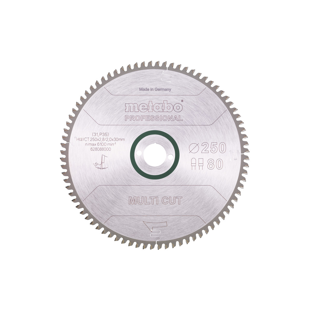 Lame de scie « multi cut - professional », 250x30, Z80 FZ/TZ, 5° nég. - METABO - 628088000