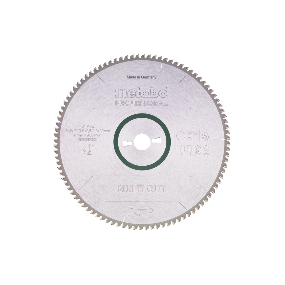 Lame de scie « multi cut - professional », 315x30, Z96 FZ/TZ, 5° nég. - METABO - 628092000