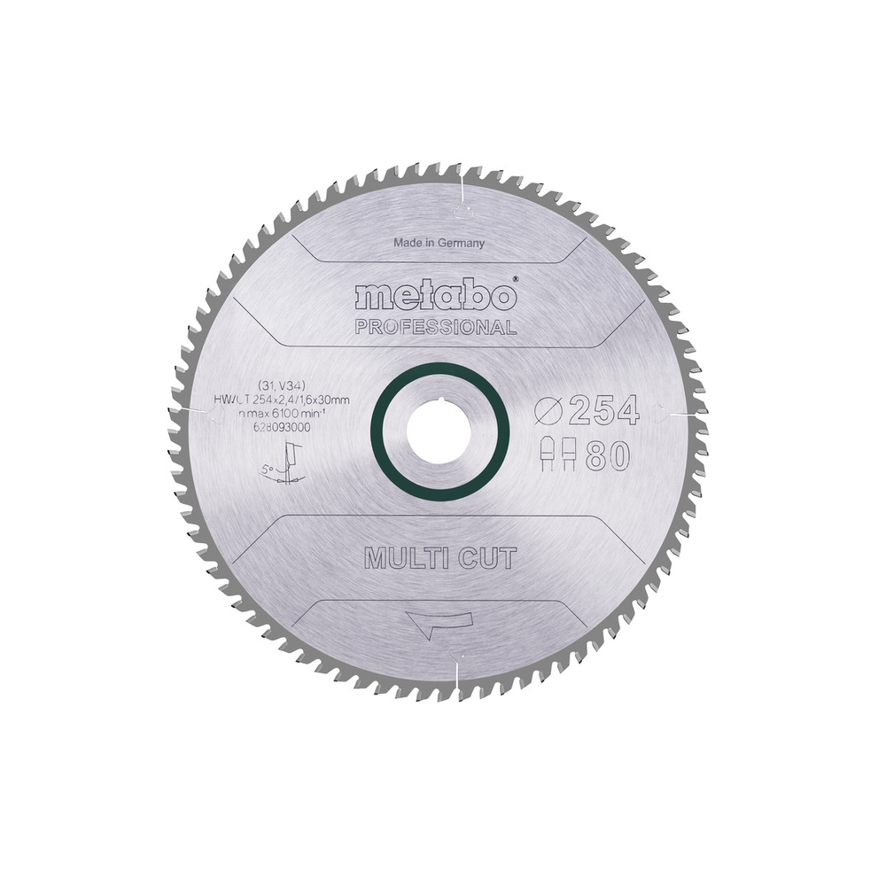 Lame de scie « multi cut - professional », 254x30, Z80 FZ/TZ, 5° - METABO - 628093000
