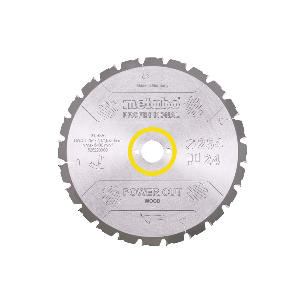 Lame de scie « power cut wood - professional », 254x30, Z24 WZ 5° nég. - METABO - 628220000