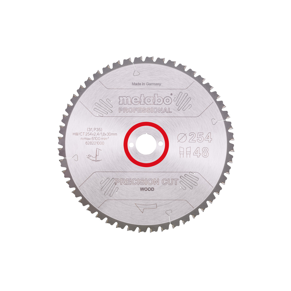 Lame de scie « precision cut wood - professional », 254x30, Z48 WZ 5° nég. - METABO - 628221000