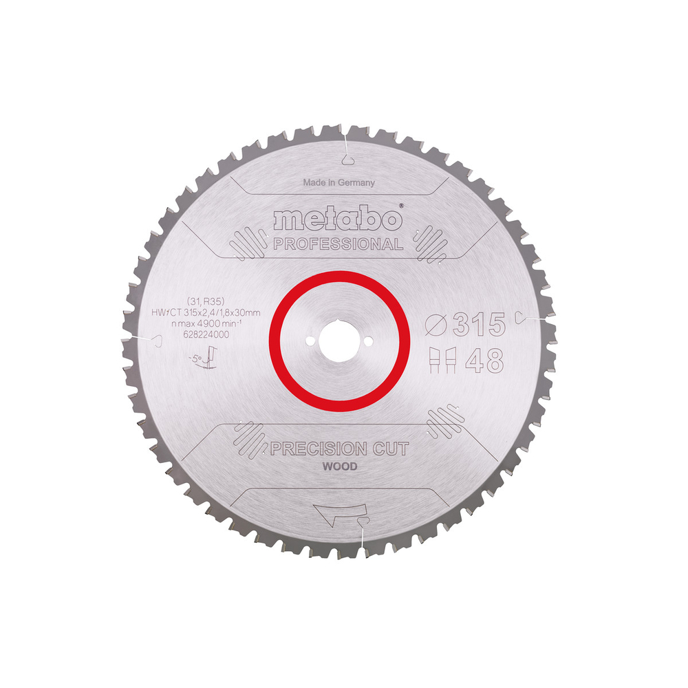 Lame de scie « precision cut wood - professional », 315x30, Z48 WZ 5° nég. - METABO - 628224000
