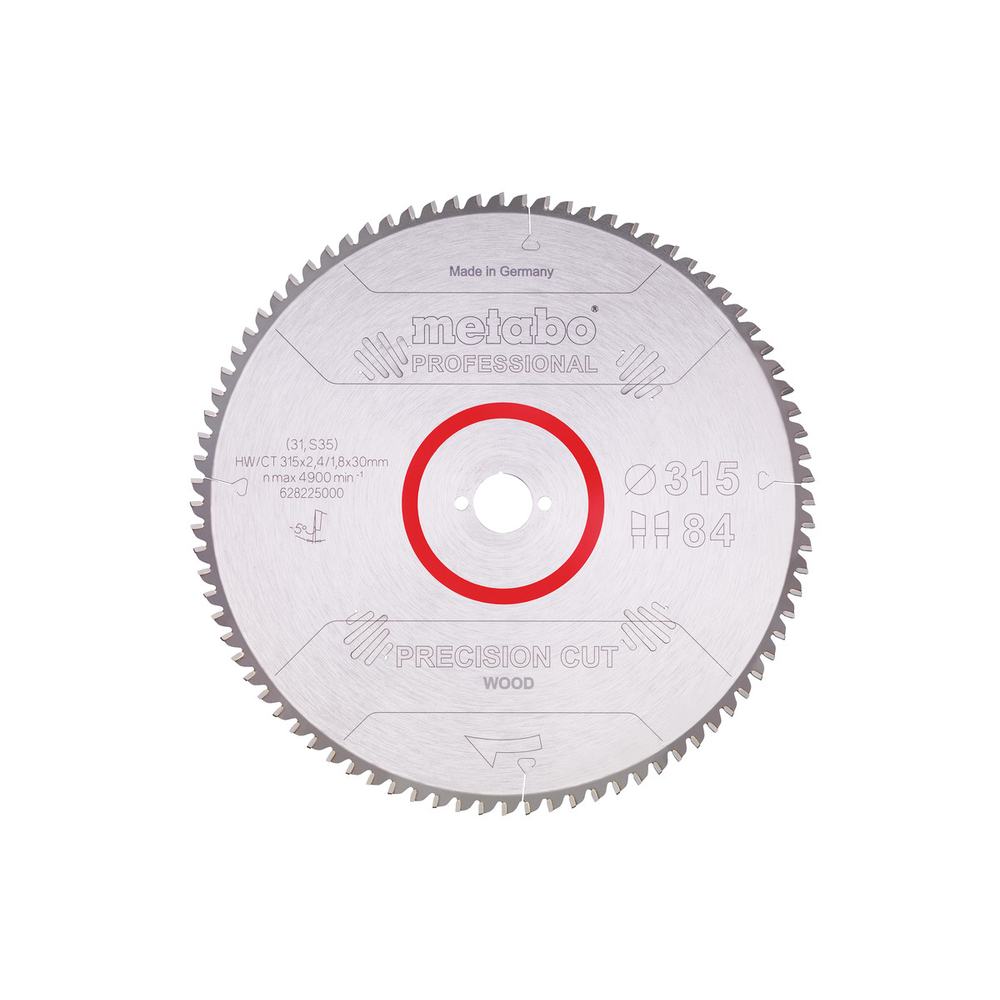 Lame de scie « precision cut wood - professional », 315x30, Z84 WZ 5° nég. - METABO - 628225000