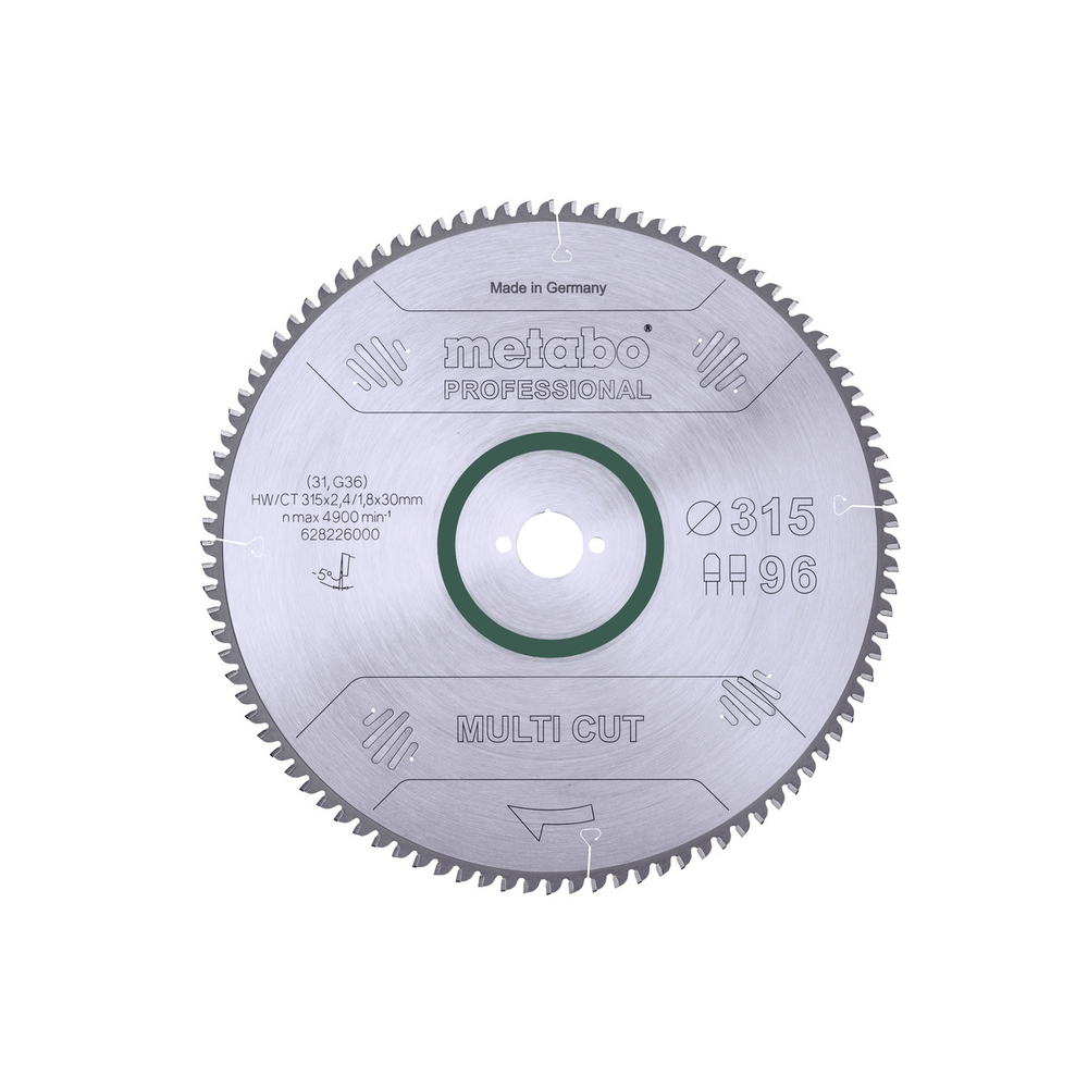 Lame de scie « multi cut - professional », 315x30, Z96 FZ/TZ, 5° nég. - METABO - 628226000