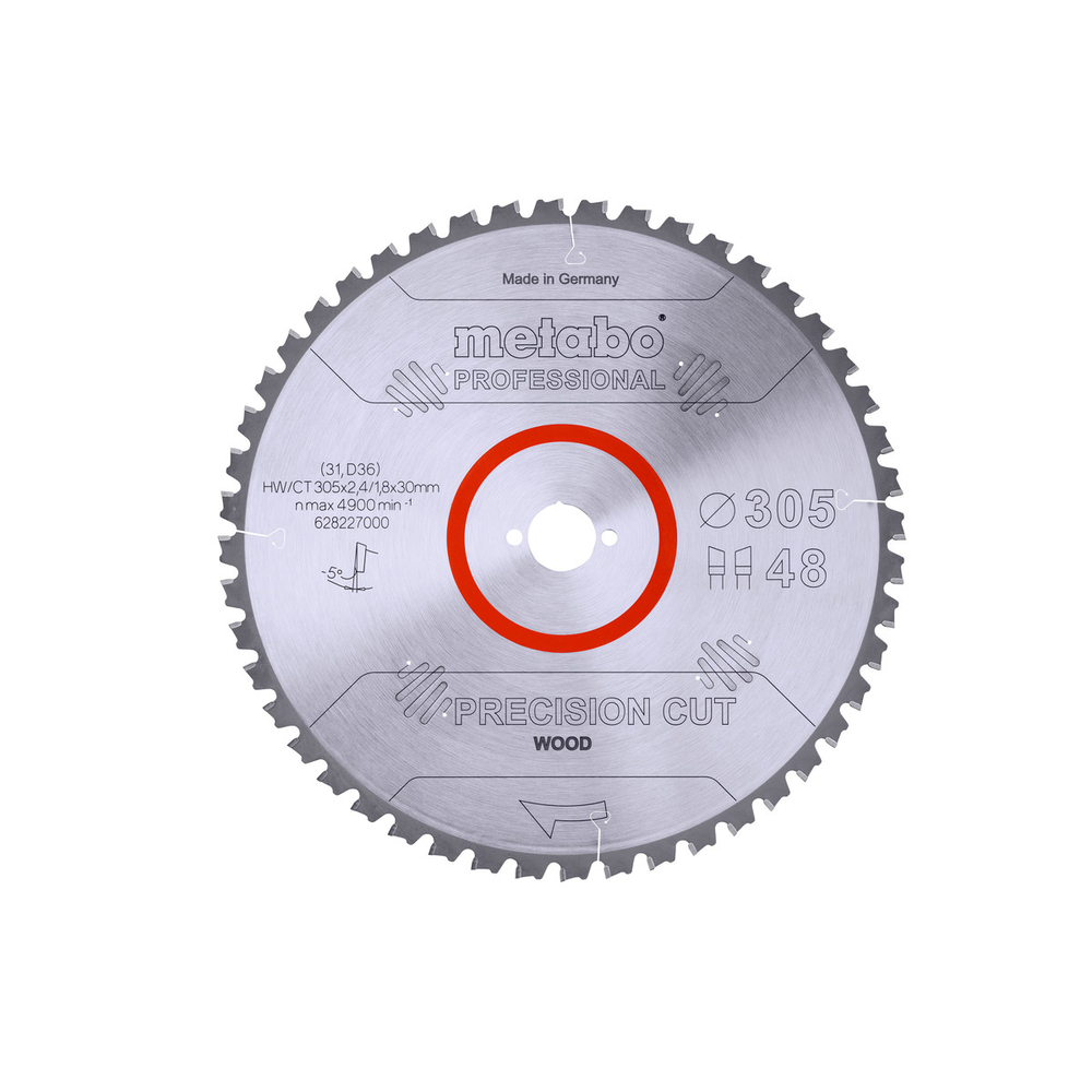 Lame de scie « precision cut wood - professional », 305x30, Z48 WZ 5° nég. - METABO - 628227000