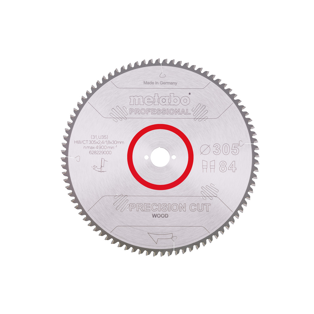 Lame de scie « precision cut wood - professional », 305x30, Z84 WZ 5° nég. - METABO - 628229000