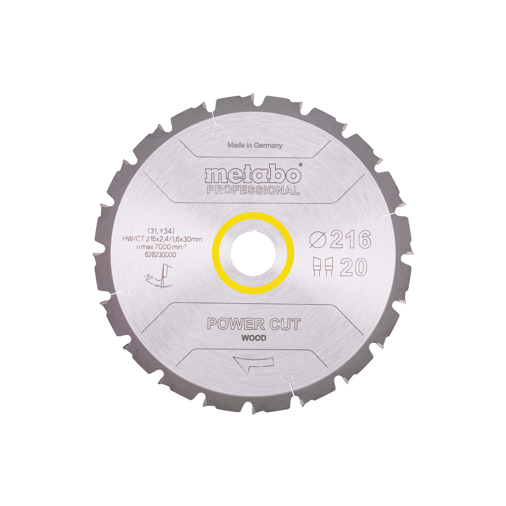 Lame de scie « power cut wood - professional », 216x30, Z20 WZ 5° nég. - METABO - 628230000
