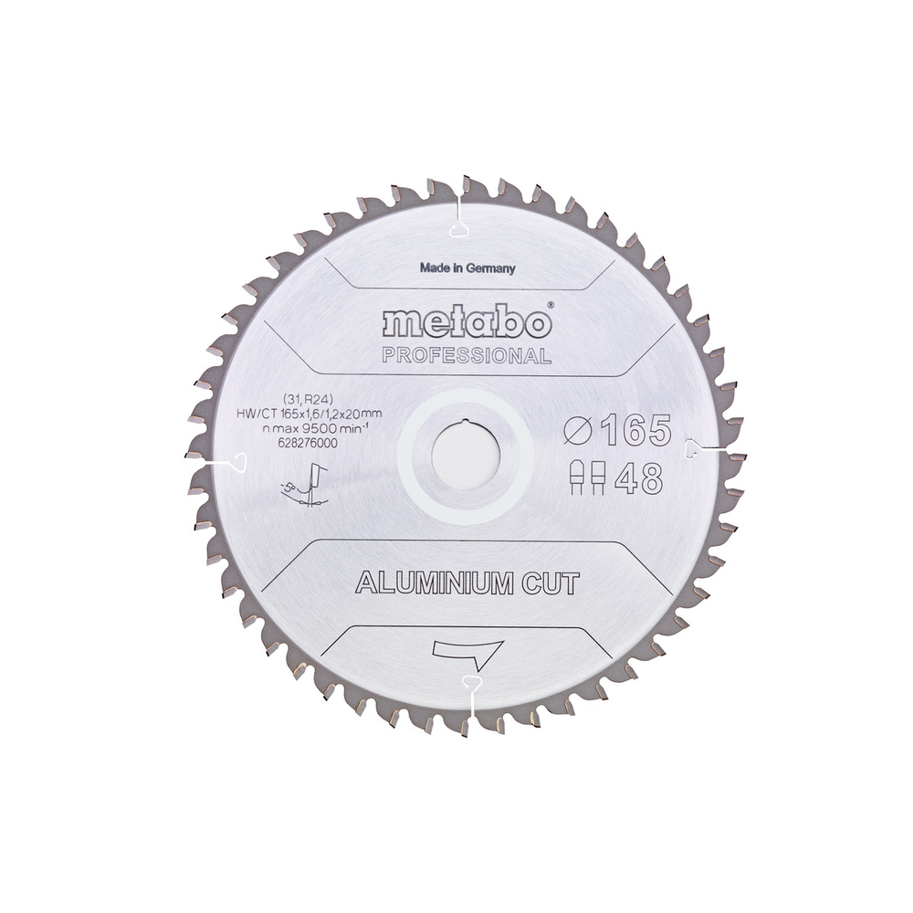 Lame de scie « aluminium cut - professional » 165x20 Z48 FZ/TZ 5°neg - METABO - 628276000