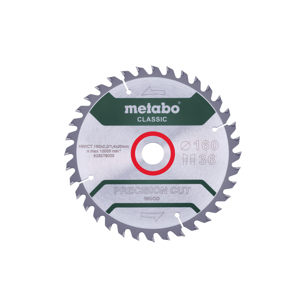 Lame de scie « precision cut wood - classic », 160x20 Z36 WZ 10° - METABO - 628278000