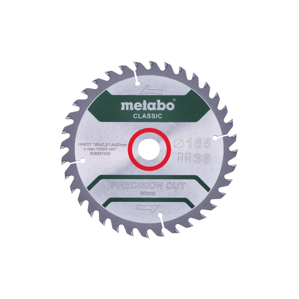 Lame de scie « precision cut wood - classic », 165x20 Z36 WZ 15° - METABO - 628281000