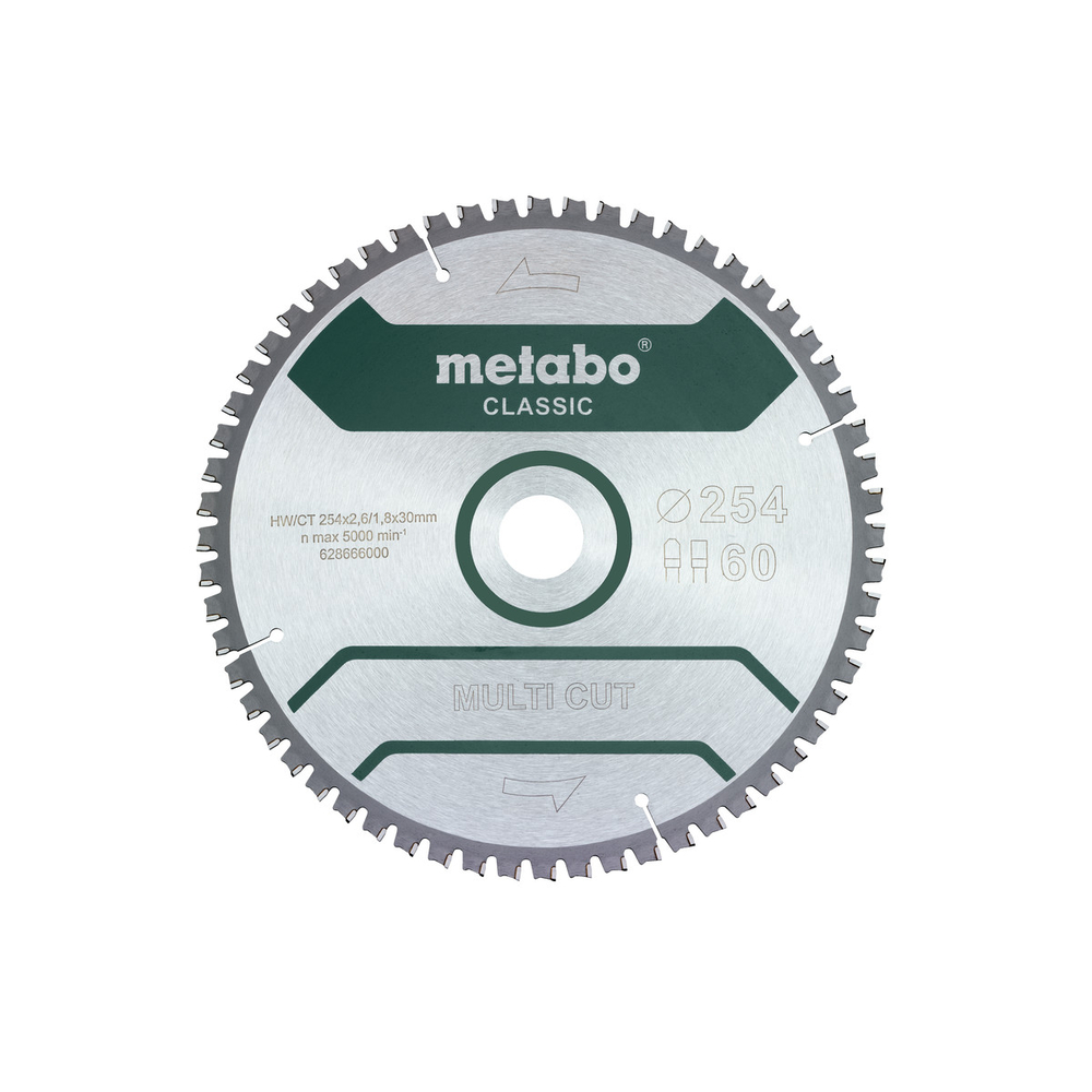 Lame de scie « multi cut - classic », 254x30 Z60 FZ/TZ 5° nég. - METABO - 628285000