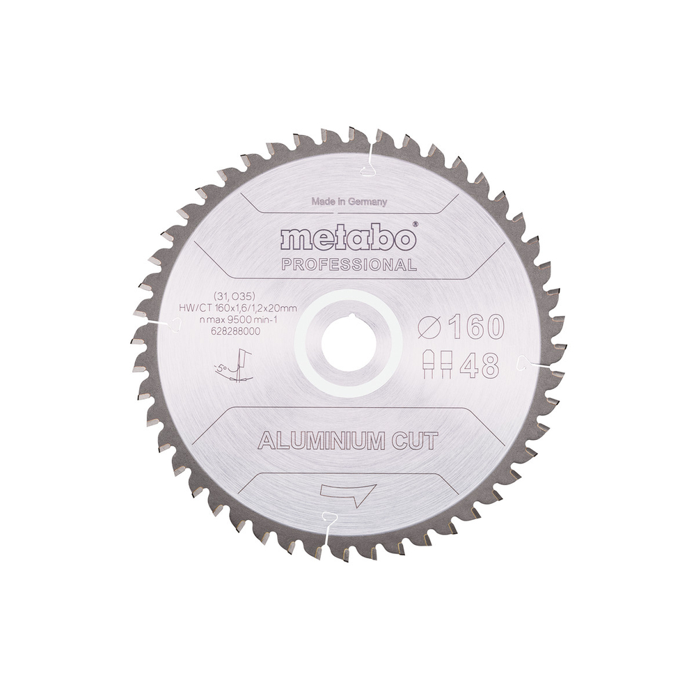 Lame de scie « aluminium cut - professional », 160x20 Z48 FZ/TZ 5°neg - METABO - 628288000