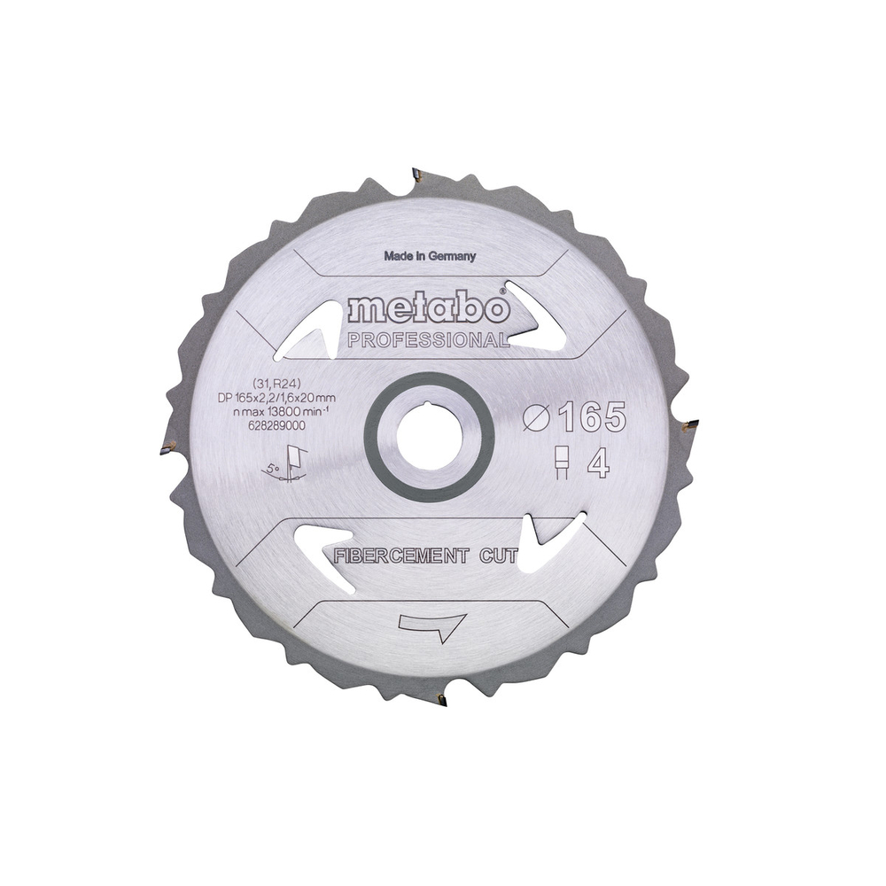 Lame de scie « fibercement cut - professional », 165x20 Z4 PCD FZ 5° - METABO - 628289000