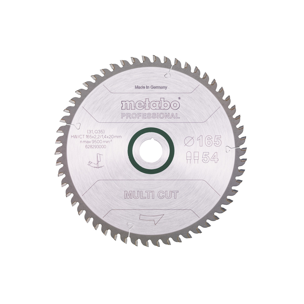 Lame de scie « multi cut - professional », 165x20 Z54 FZ/TZ 5° - METABO - 628293000