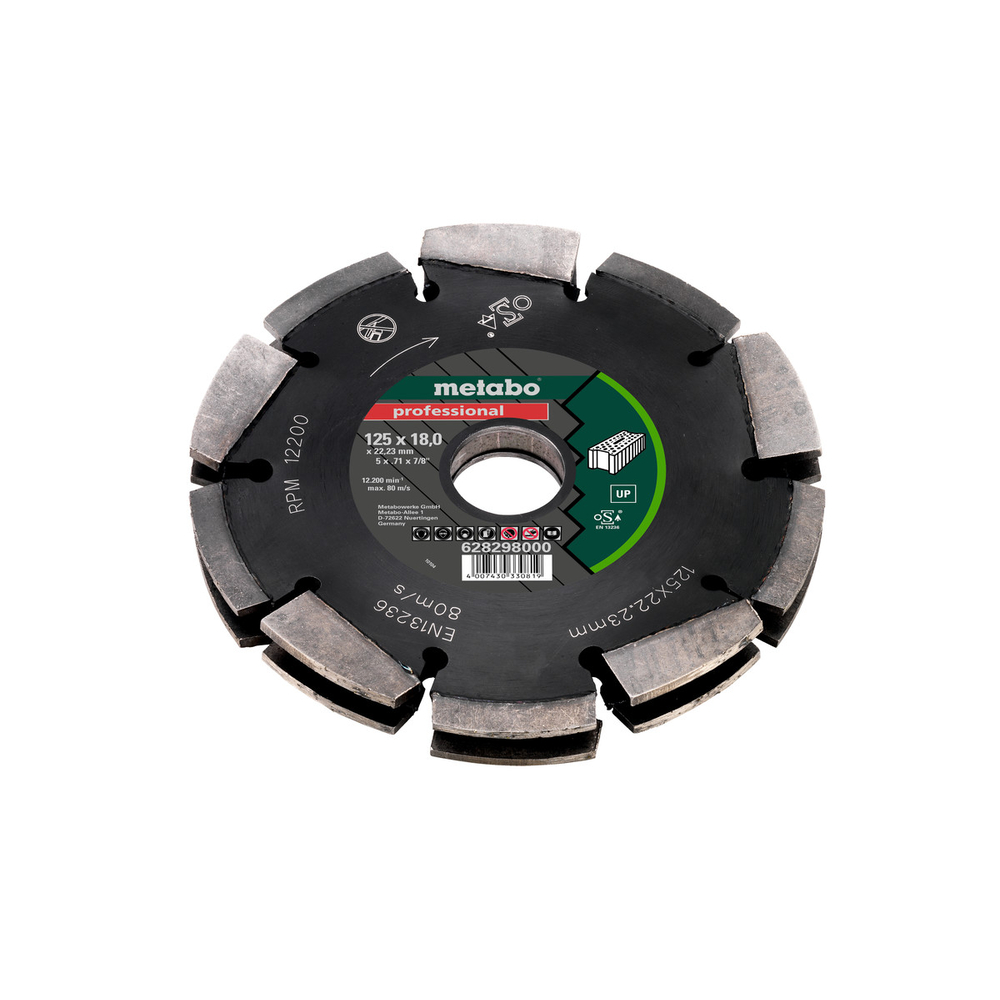 Meule de fraisage diamantée 2, 125 x 18 x 22,23 mm, « professional », « UP », universelle - METABO - 628298000