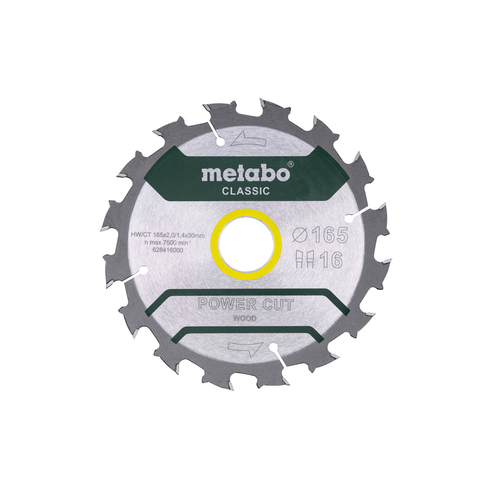 Lame de scie « power cut wood - classic », 165x30, Z16 WZ 5° /B - METABO - 628416000
