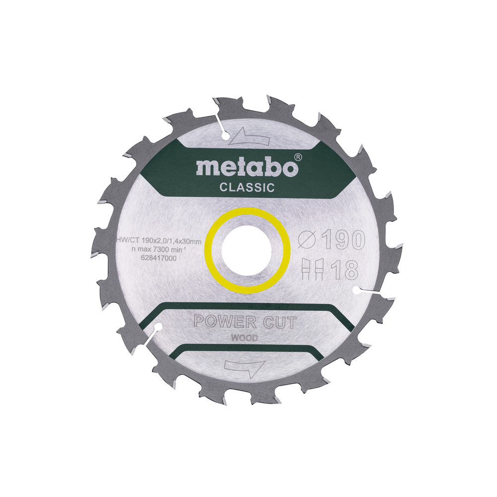 Lame de scie « power cut wood - classic », 190x30, Z18 WZ 5° /B - METABO - 628417000