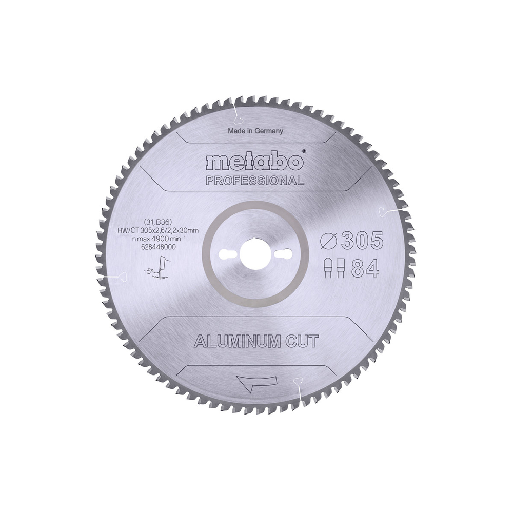 Lame de scie « aluminium cut - professional », 305x30 Z84 FZ/TZ 5°neg - METABO - 628448000