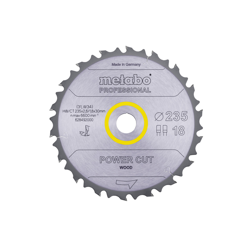Lame de scie « power cut wood - professional », 235x30, Z18 FZ/FA 10° - METABO - 628492000