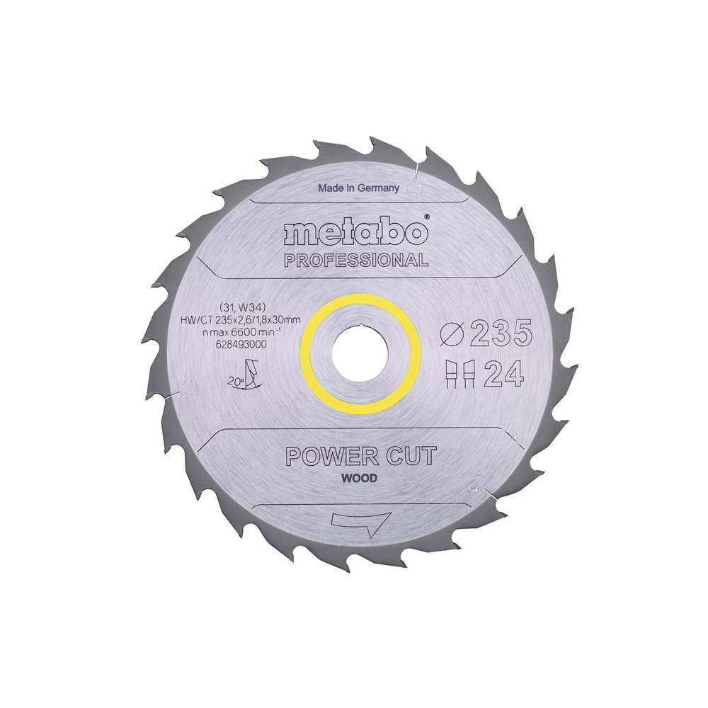 Lame de scie « power cut wood - professional », 235x30, Z24 WZ 20° - METABO - 628493000