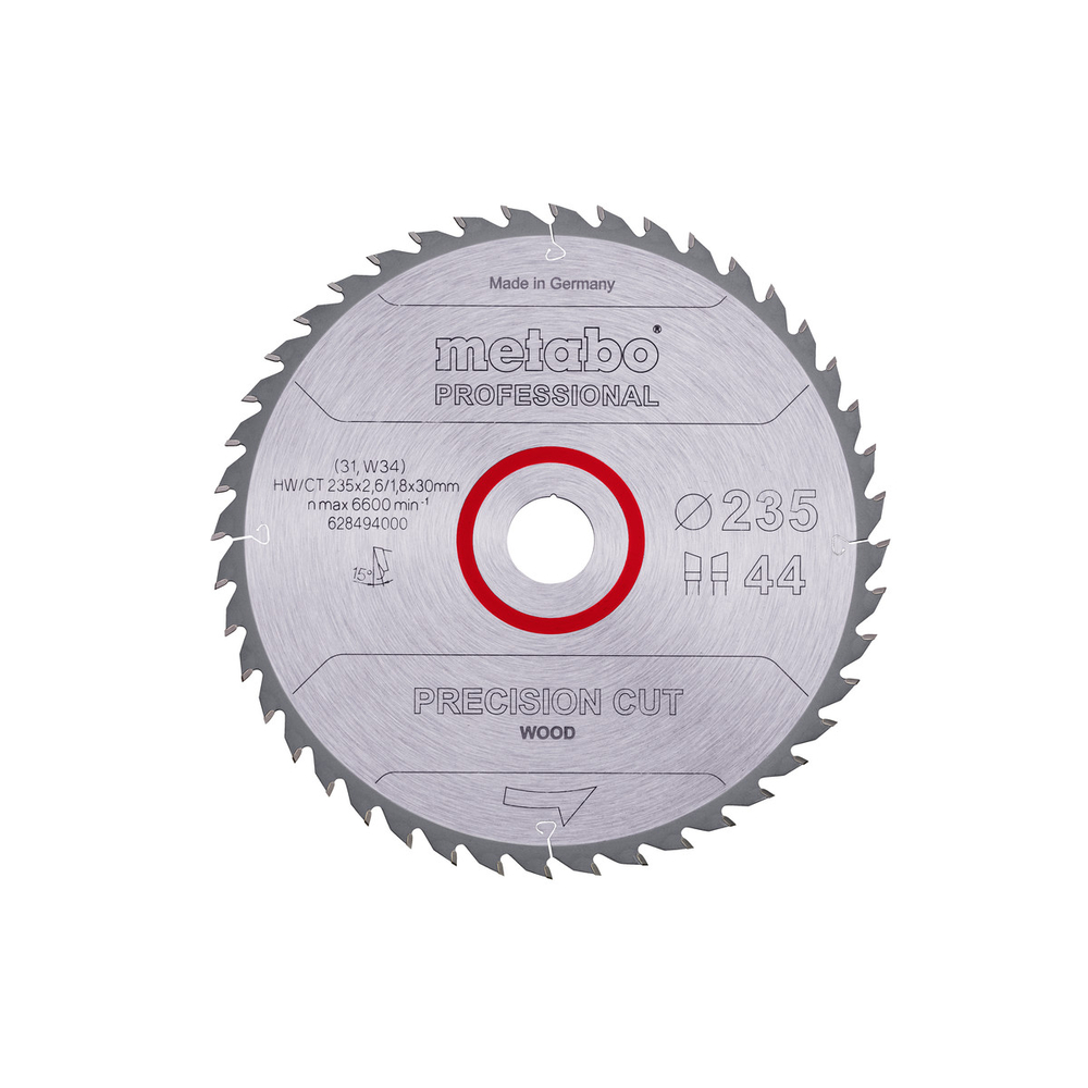 Lame de scie « precision cut wood - professional », 235x30, Z44 WZ 15° - METABO - 628494000