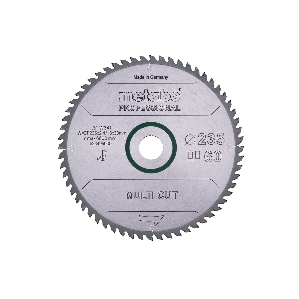 Lame de scie « multi cut - professional », 235x30, Z60 FZ/TZ 5° - METABO - 628495000