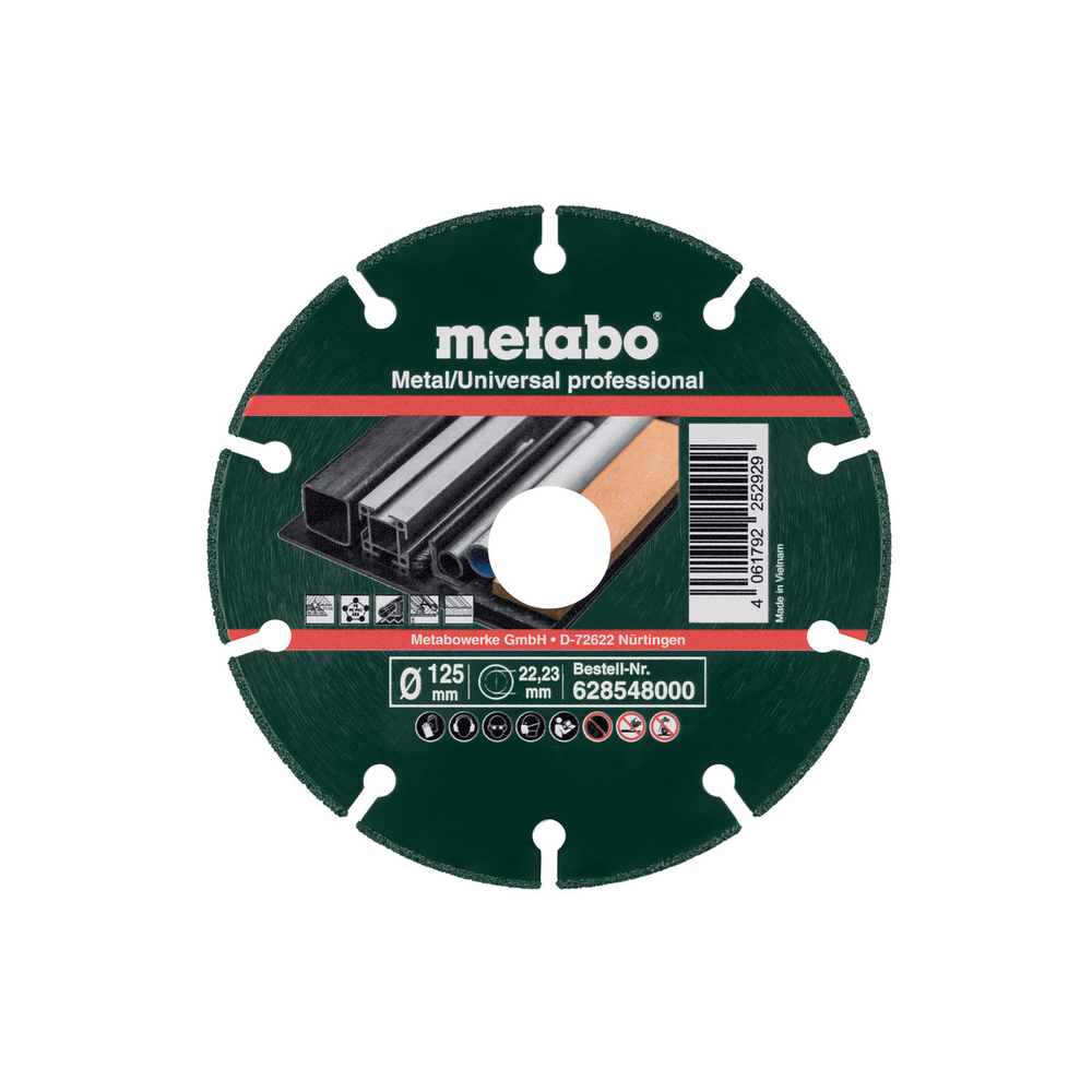 Meule de tronçonnage diamantée 125x1,3x22,23mm, « MUP », Métal/Universal « professional » - METABO - 628548000