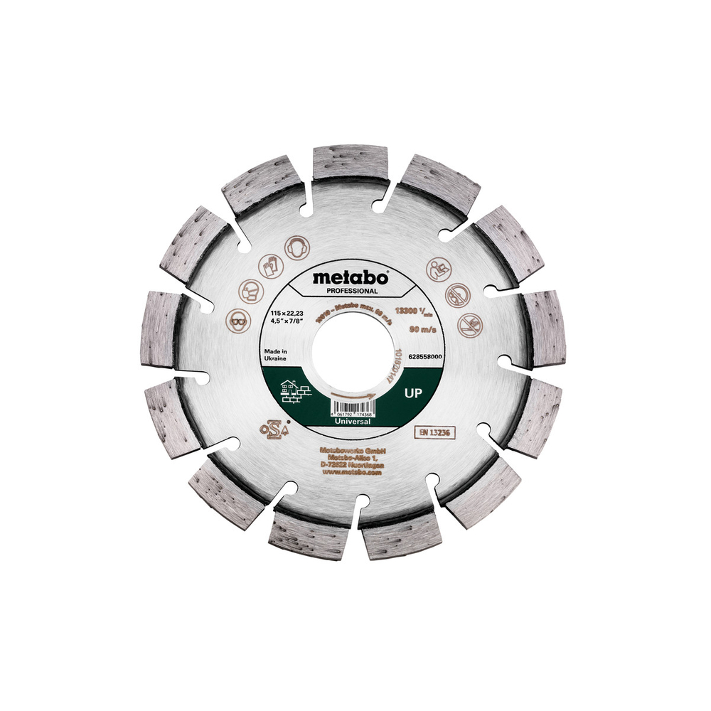 Meule de tronçonnage diamantée 115x22,23mm, « UP », Universal « professional » - METABO - 628558000