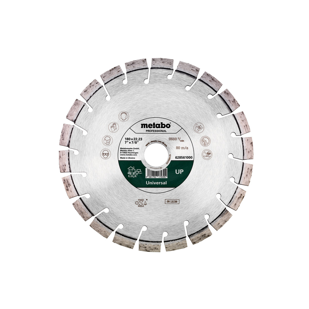 Meule de tronçonnage diamantée 180x22,23mm, « UP », Universal « professional » - METABO - 628561000