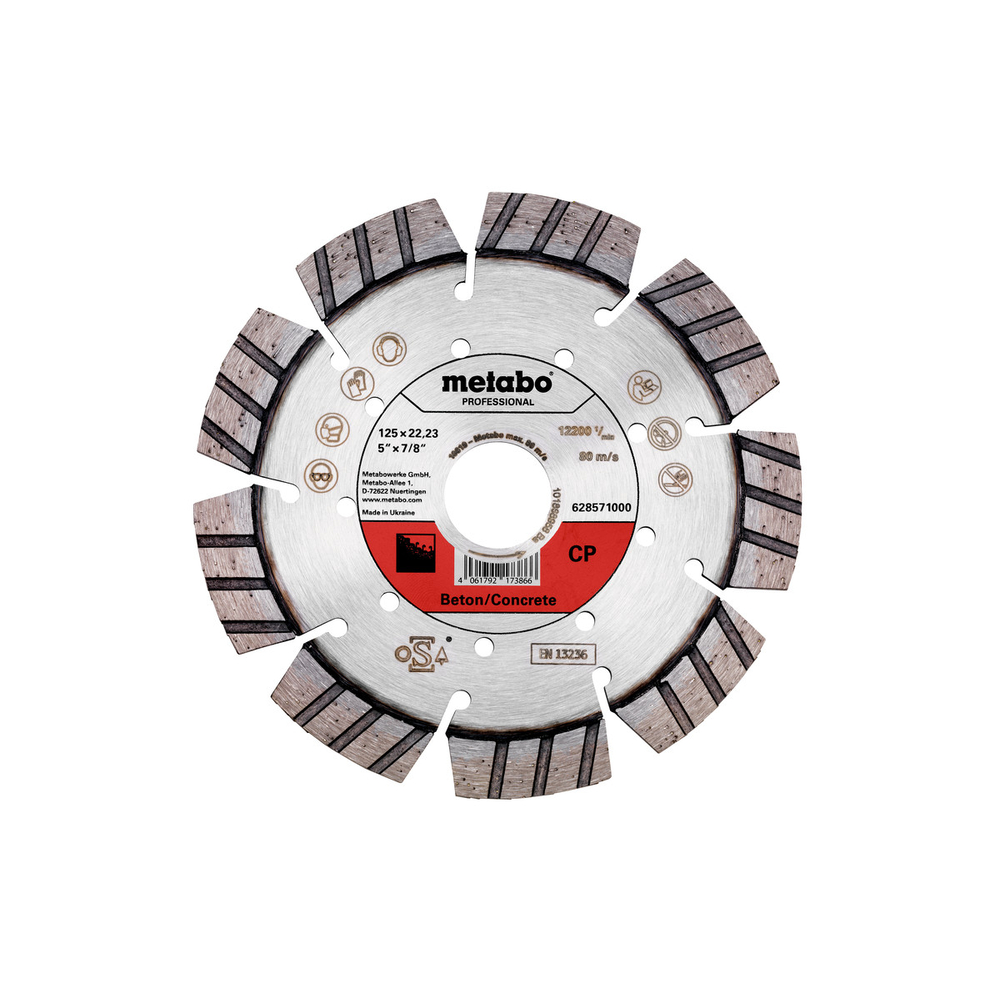 Meule de tronçonnage diamantée 125x22,23mm, « CP », Béton « professional » - METABO - 628571000