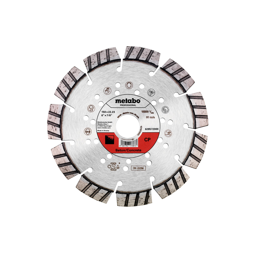 Meule de tronçonnage diamantée 150x22,23mm, « CP », Béton « professional » - METABO - 628572000