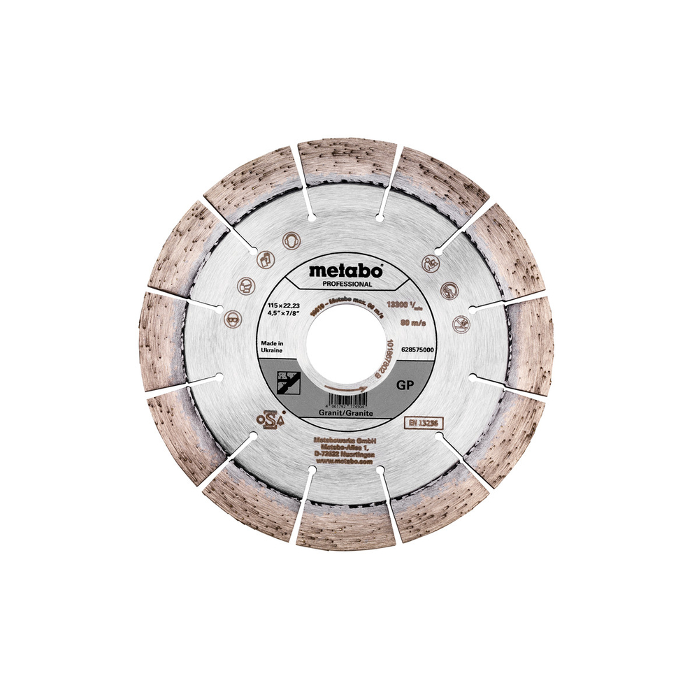 Meule de tronçonnage diamantée 115x22,23mm, « GP », Granit « professional » - METABO - 628575000