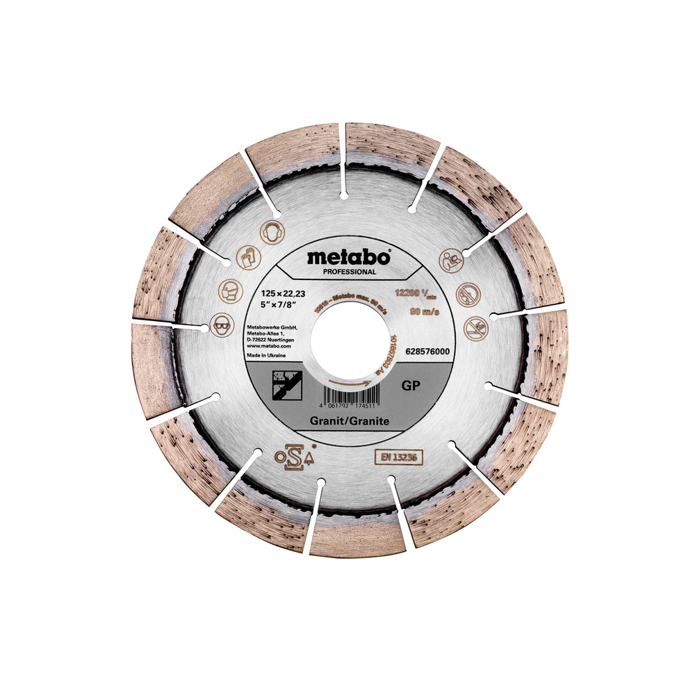 Meule de tronçonnage diamantée 125x22,23mm, « GP », Granit « professional » - METABO - 628576000