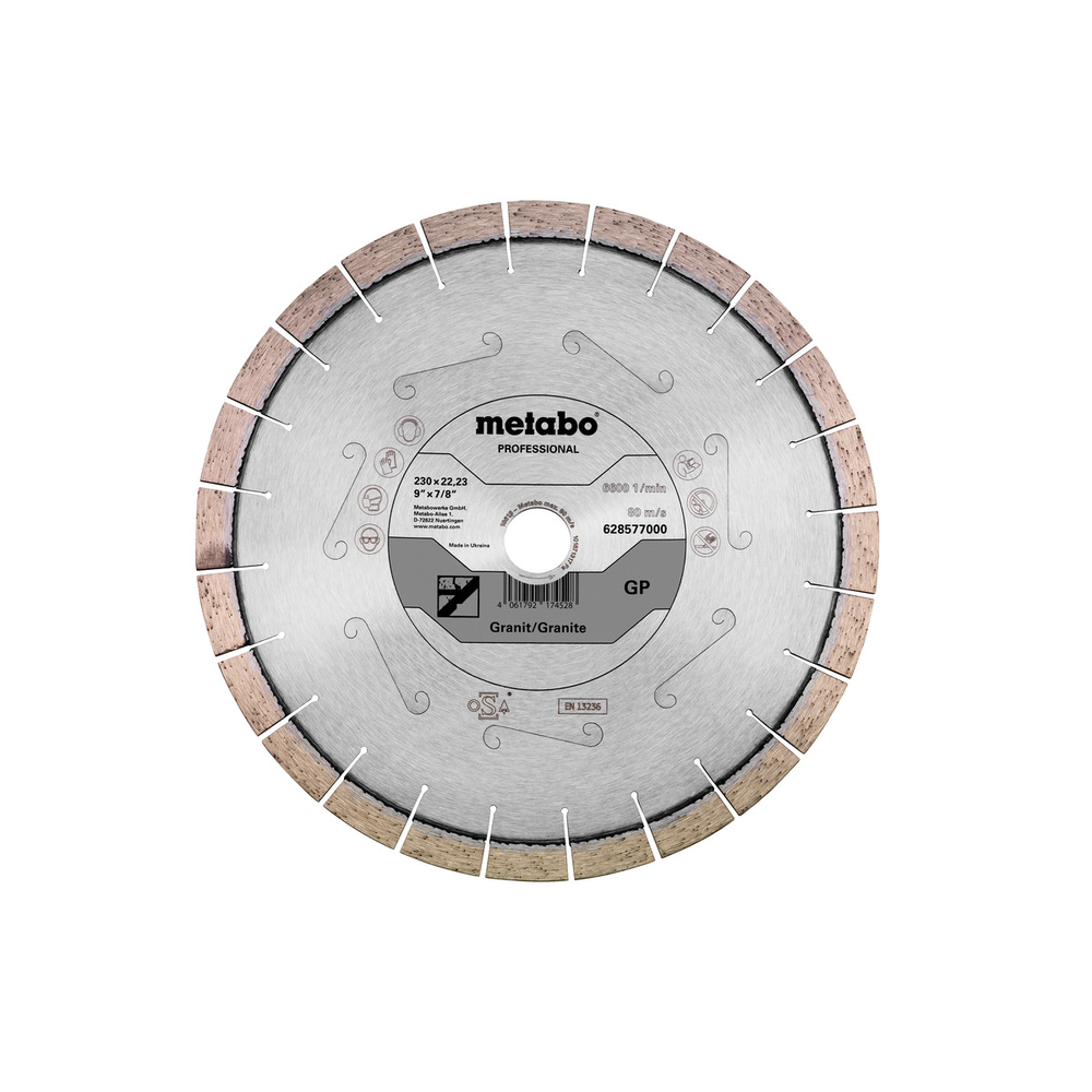 Meule de tronçonnage diamantée 230x22,23mm, « GP », Granit « professional » - METABO - 628577000