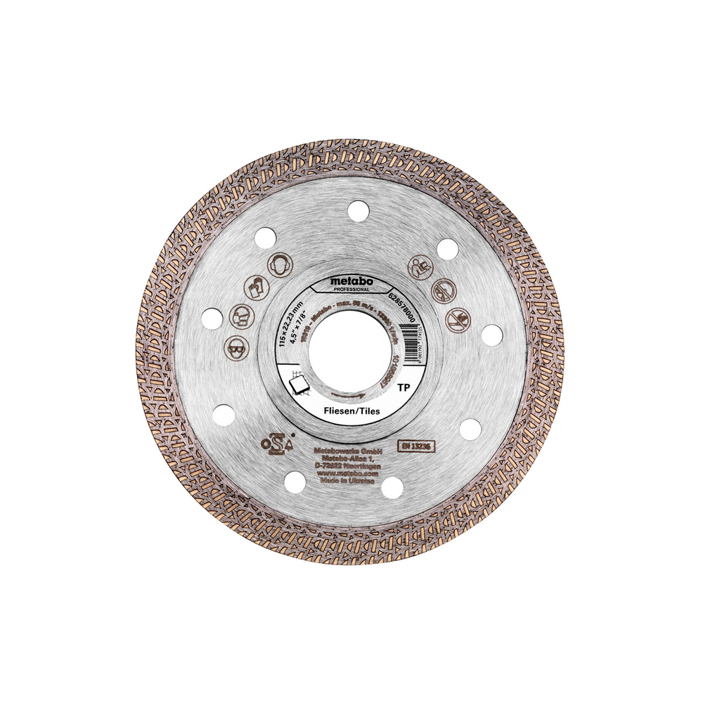 Meule de tronçonnage diamantée 115x22,23mm, « TP », Carrelage « professional » - METABO - 628578000