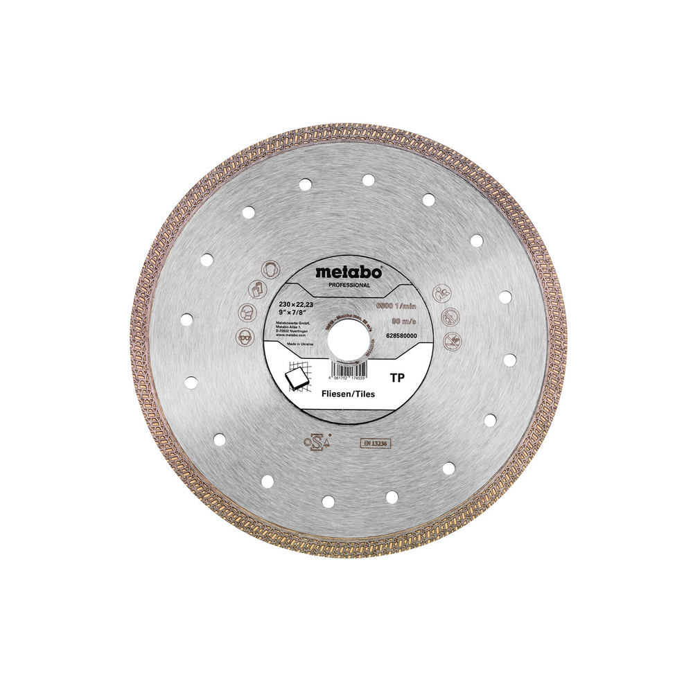 Meule de tronçonnage diamantée 230x22,23mm, « TP », Carrelage « professional » - METABO - 628580000