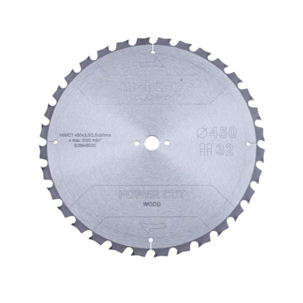 Lame de scie « power cut wood - classic », 450x30 Z32 TZ 15° - METABO - 628648000