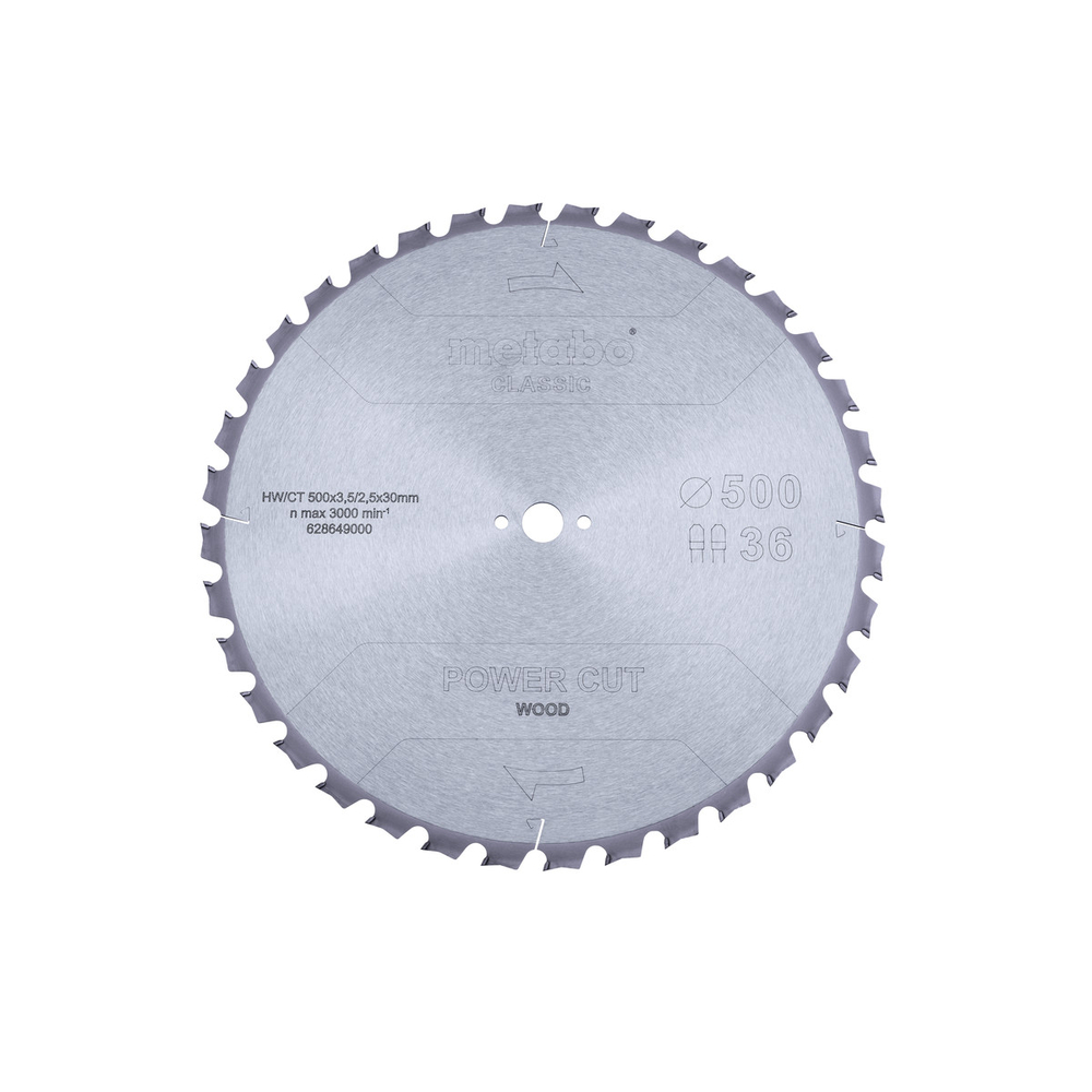 Lame de scie « power cut wood - classic », 500x30 Z36 TZ 15° - METABO - 628649000