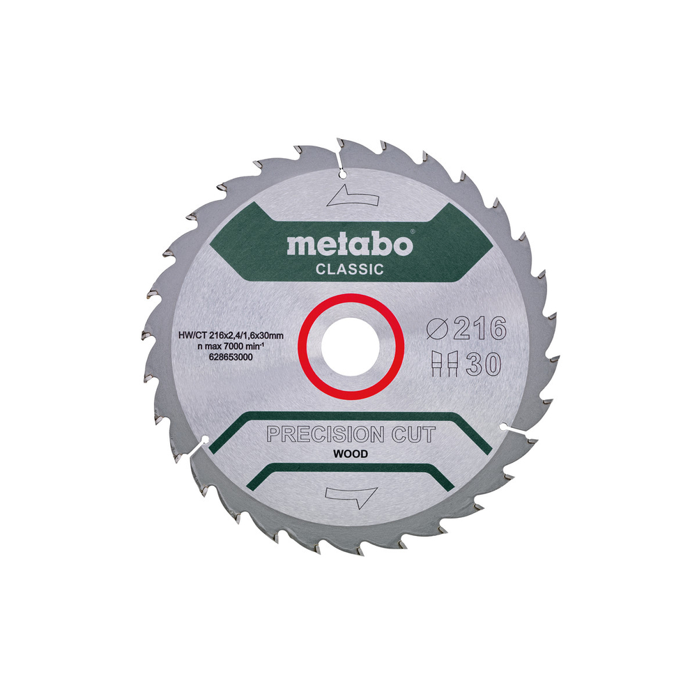 Lame de scie « precision cut wood - classic », 216x30 Z30 WZ 22° /B - METABO - 628653000