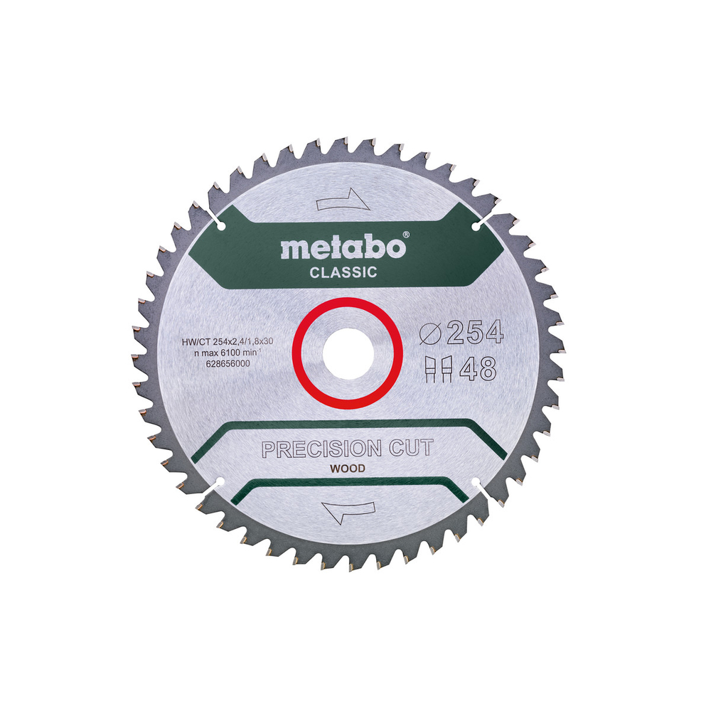 Lame de scie « precision cut wood - classic », 254x30 Z48 WZ 5°nég. /B - METABO - 628656000