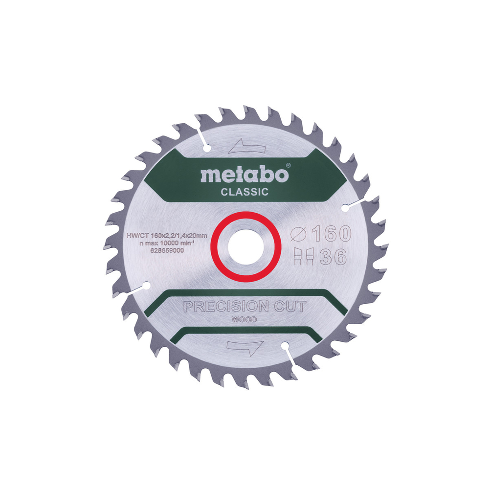 Lame de scie « precision cut wood - classic », 160x20 Z36 WZ 10° /B - METABO - 628659000
