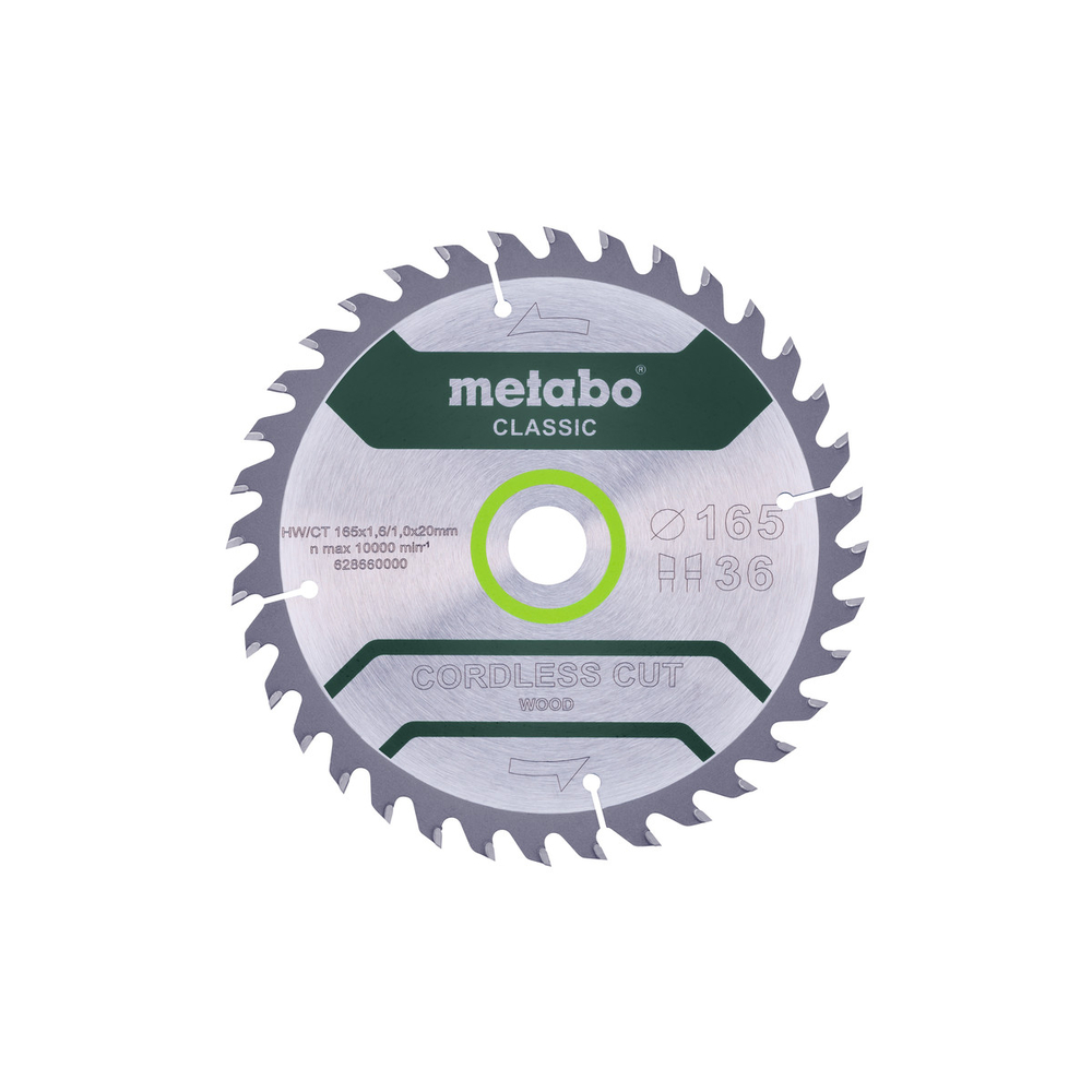 Lame de scie « cordless cut wood - classic », 165x20 Z36 WZ 15° /B - METABO - 628660000