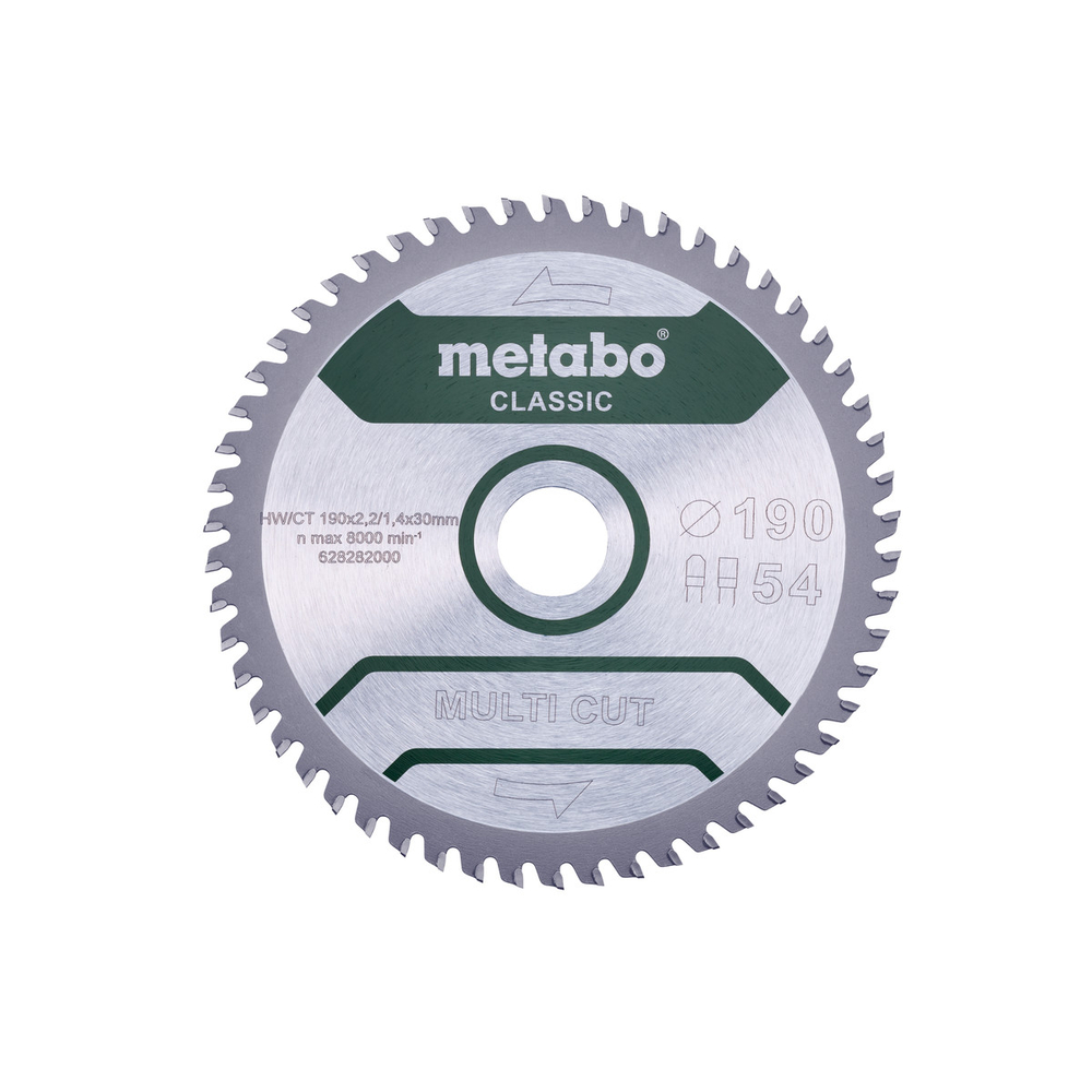 Lame de scie « multi cut - classic », 190x30 Z54 FZ/TZ 5° /B - METABO - 628663000