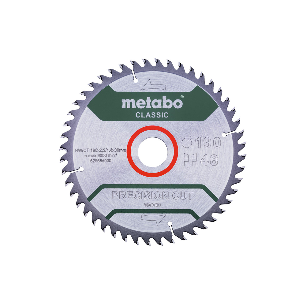 Lame de scie « precision cut wood - classic », 190x30 Z48 WZ 15° /B - METABO - 628664000