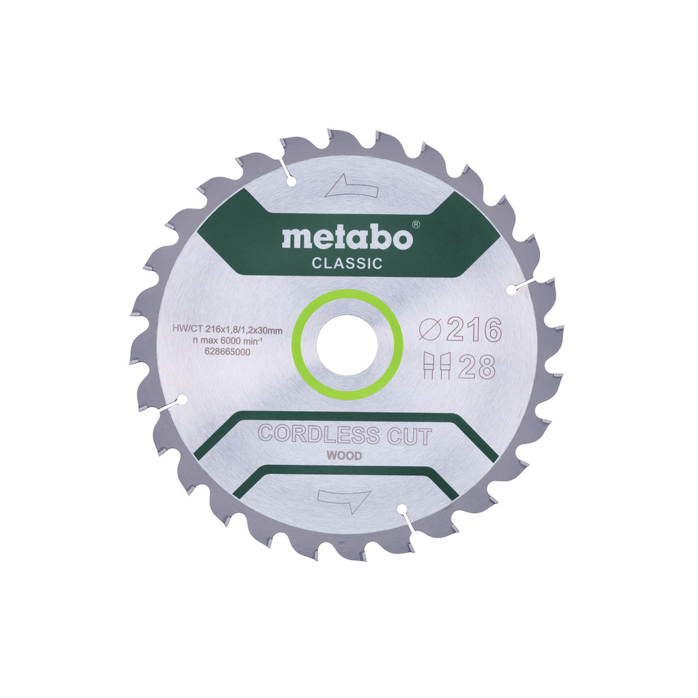 Lame de scie « cordless cut wood - classic », 216x30 Z28 WZ 5° /B - METABO - 628665000