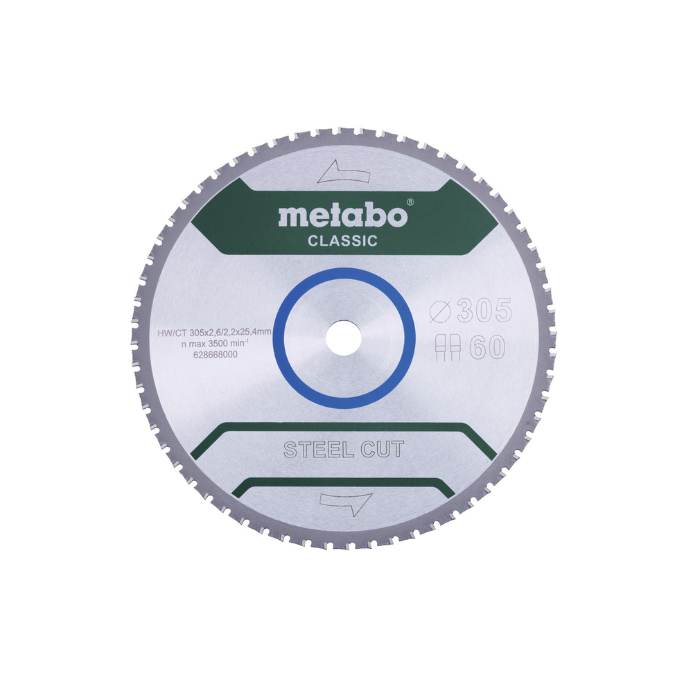 Lame de scie « steel cut - classic », 305x25,4 Z60 FZ/FA 4° - METABO - 628668000